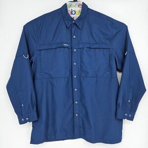 GameGuard Shirt Mens 2X Fishing Button Down Vented Performance Blue UPF